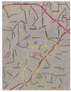 The area outlined in yellow is proposed to be annexed into the city of Chamblee.  
