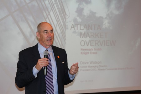 Dave Watson, 2013 president of the Atlanta Commerical Realtors Board, speaks to the Buckhead Business Association on April 18.