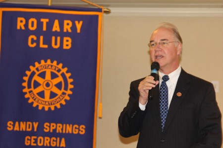Sixth District U.S. Rep. Tom Price (R-Roswell) addresses the Rotary Club of Sandy Springs.