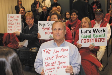 Dunwoody resident Robert Moss showed his fervent support for leaving the current dog park at Brook Run alone during the City Countil meeting on Nov. 12.