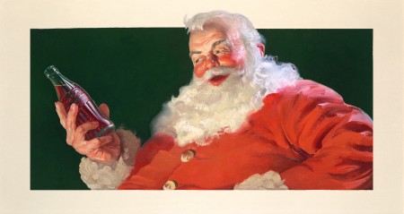 One of the Santa Claus paintings on display at the Oglethorpe University Museum of Art.