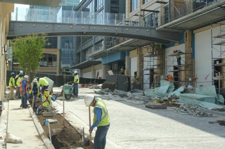 Work on Buckhead Atlanta continues ahead of the Sept. 18 opening of the first shops and restaurants.