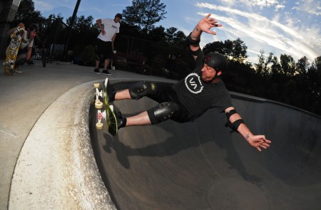 Robb Hart skates at Brook Run Skate Park in March 2013. He and business partner Ian Awtberry just won a contract with the City of Dunwoody to run a concession stand, but their focus will be on offering programming and special events for the skate community.