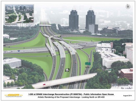 A GDOT illustration of the future rebuilt I-285/Ga. 400 interchange