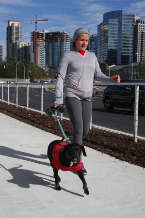 Buckhead resident Danielle Ingels and her dog Eva go for a walk along the PATH400 on Jan. 17.