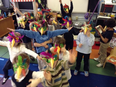 Kindergarten students enrolled in the German immersion program at Ashford Park Elementary School celebrate the country’s Karneval, or Fasching, a pre-Lent festivity. 