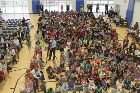 Hundreds of E. Rivers students, teachers, parents and alumni gathered to celebrate the new school building.
