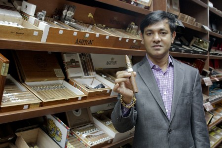 Shafi Hai, owner of Churchill Fine Cigars in Sandy Springs, opened his store in 2013. The shop features a smoking lounge with leather couches, a cedar-paneled, walk-in humidor and private lockers.