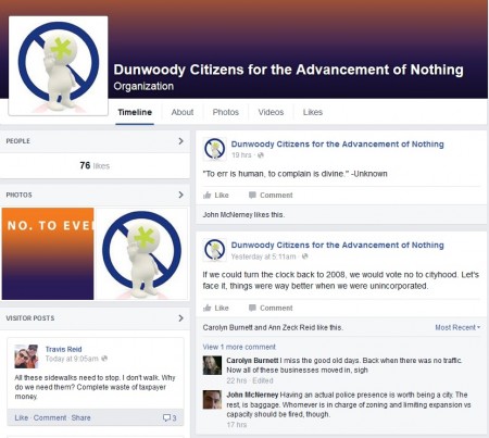 A Facebook Page created as a joke Oct. 23. Its administrator encourages residents to "just say no to everything" and said "no thanks" to requests for comment. 