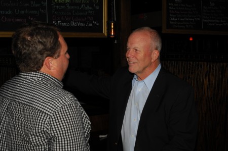 Dunwoody Mayor Mike Davis chats with Jay Kapp.