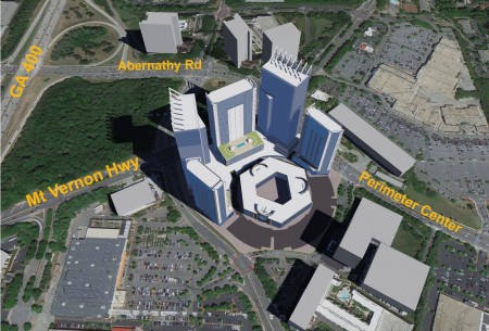 An illustration from the rezoning application for 1117 Perimeter Center West.
