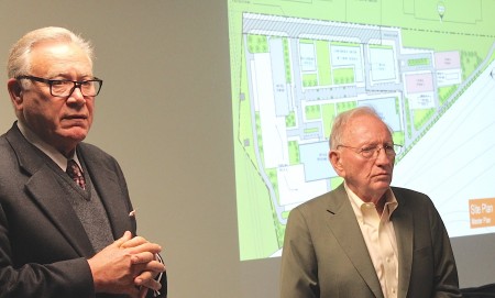 Zoning attorney Doug Dillard, left, and developer Charlie Brown presented their proposal for Dunwoody Crown Towers at a recent Dunwoody Homeowners Association meeting. 