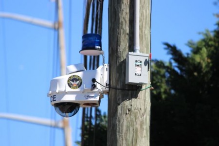 An Atlanta Police Department 'Operation Shield' camera was recently installed at the corner of Forest Hills Drive and Roswell Road. (By Dyana Bagby)