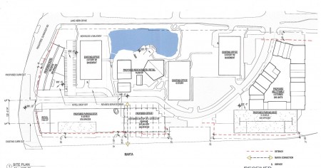 A site plan of the Peachtree Dunwoody Pavilion redevelopment from a city filing.