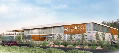 A rendering of the Atlanta Hawks-Emory University training facility to be built in Executive Park in Brookhaven.