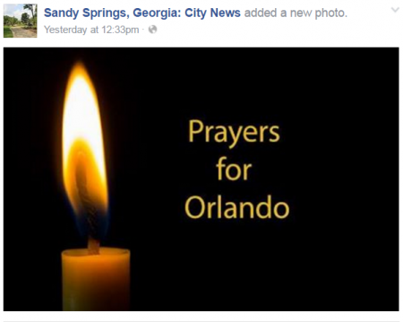 A post on the city of Sandy Springs' Facebook page.