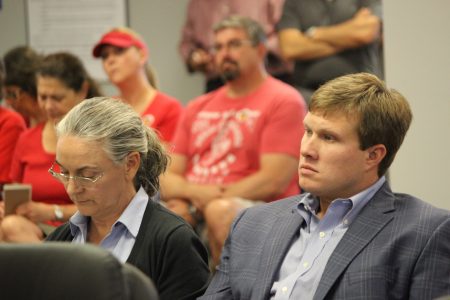 Greg Power, right, of Terwilliger Pappas, and attorney Laurel David had hoped their rezoning request would allowed to be withdrawn without prejudice. (Photo Dyana Bagby)
