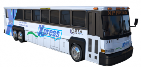 A Georgia Regional Transportation Authority Xpress bus like those that operate across the top end Perimeter, as pictured on the GRTA website.