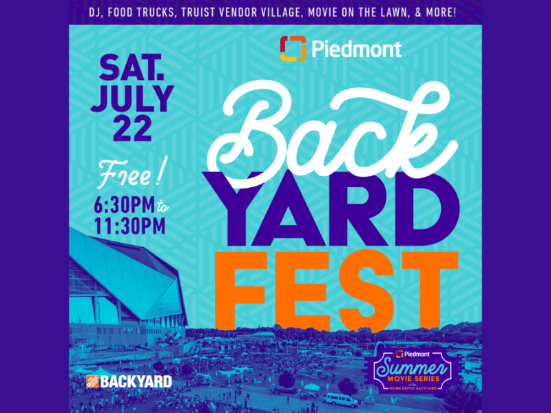 Poster for the upcoming Yard Fest event, hosted by The Home Depot Backyard
