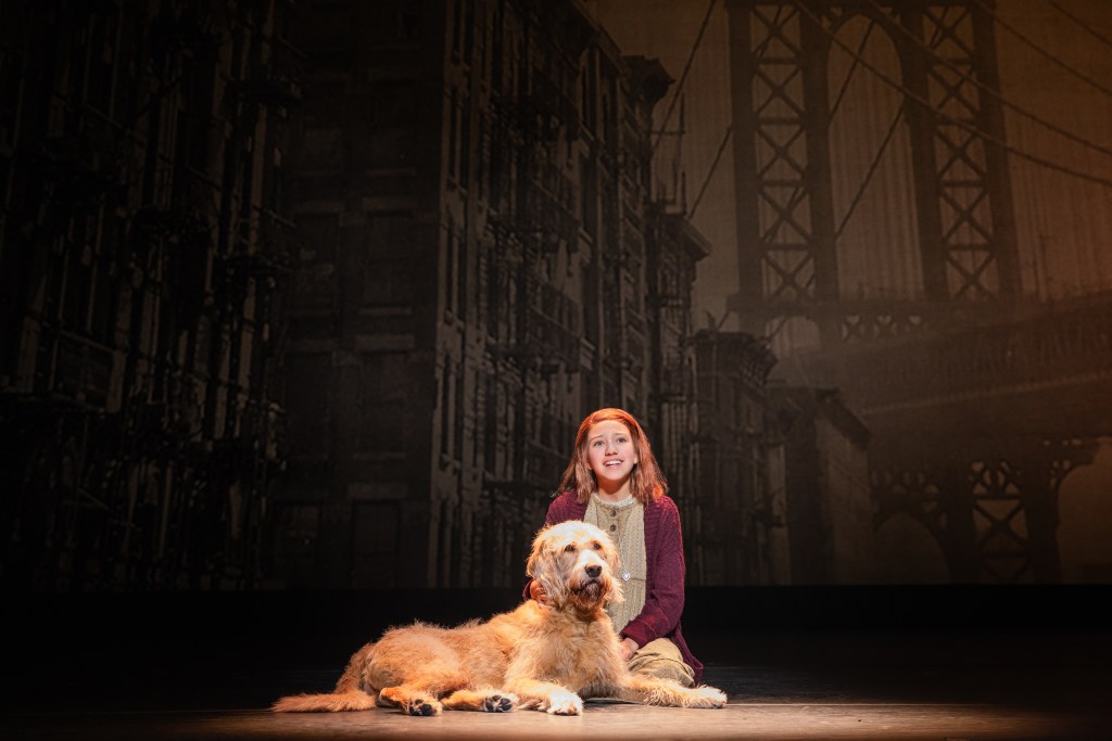 Rainier “Rainey” Treviño and Georgie in the North American tour of "Annie." (Photo by Evan Zimmerman).