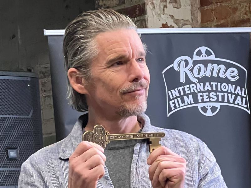 Ethan Hawke with a key to the city of Rome at the Rome International Film Festival. His movie "Wildcat" is playing there Nov. 3.