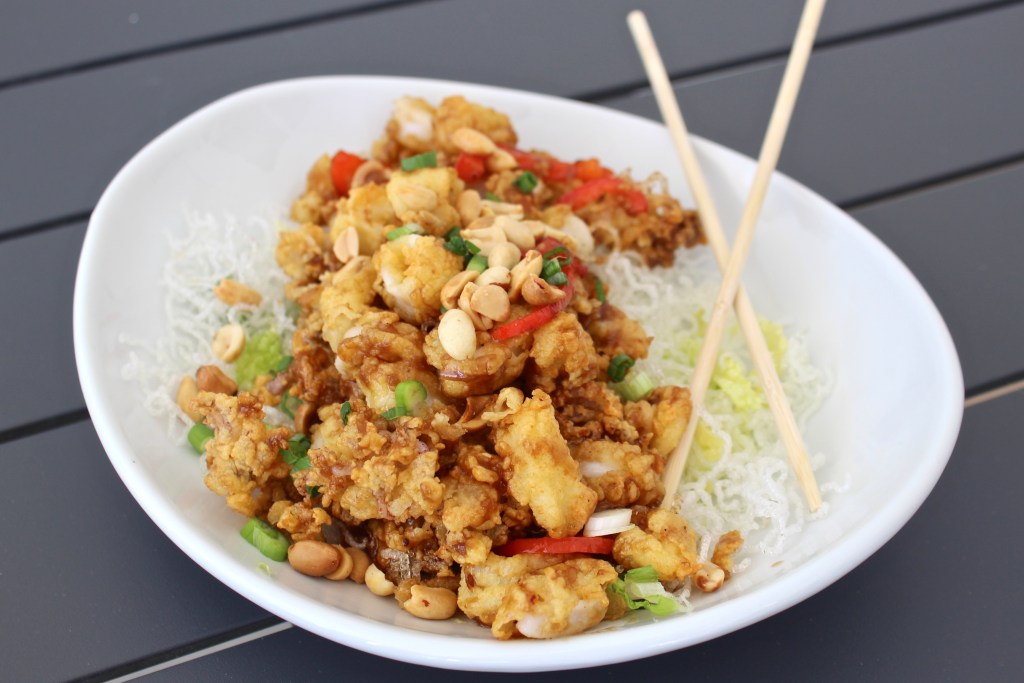Kung Pao Calamari from Message in a Bottle, which is set to open in Dunwoody on Nov. 10.