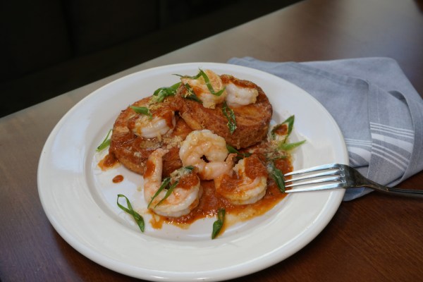 Italian brunch dish with shrimp and grits at Trattoria Lucia