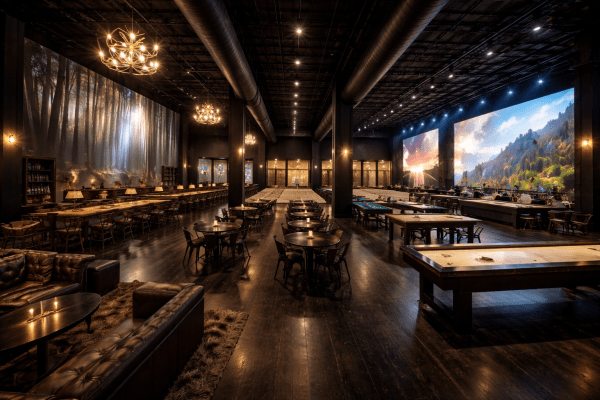 Rendering of Valhalla Gaming Lounge at Skol Brewing in downtown Atlanta