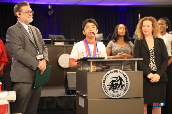 DeKalb Commissioners recognize spelling bee champ, aviation advocate